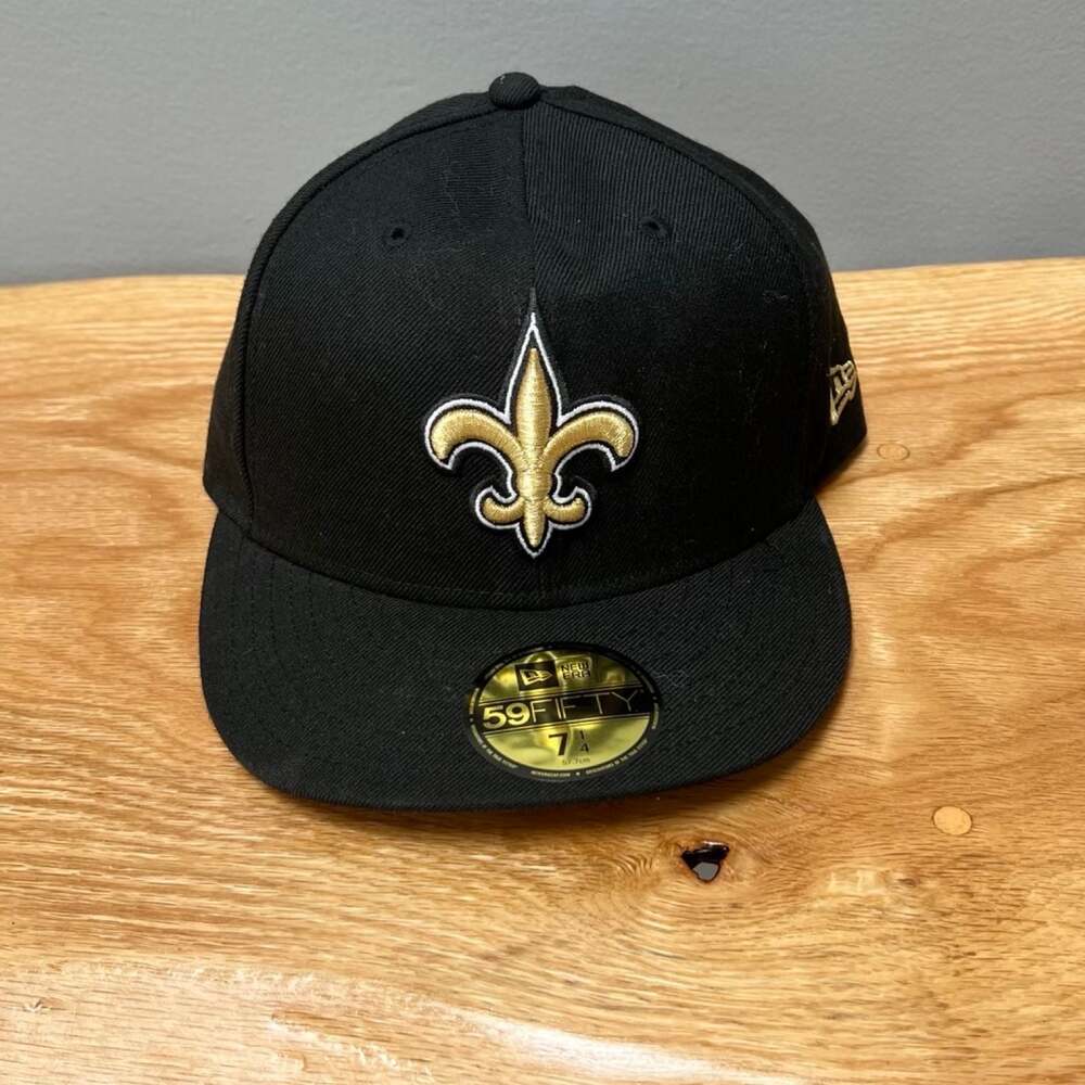 New Era 59FIFTY New Orleans Saints Fitted Hat Black Gold 7 1/4 NFL new